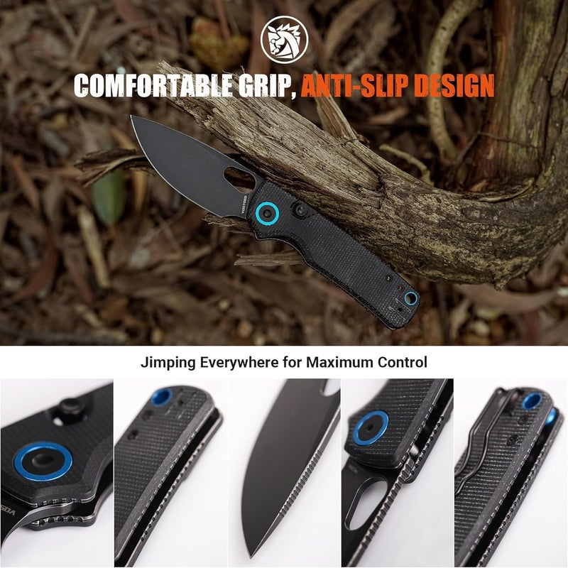 Vosteed Porcupine EDC Folding Knife, 2.99’’ 14C28N Steel Big Belly Blade, Top Liner Lock Micarta Handle - Lightweight Pocket knives for Men & Women Camping Hiking - A2601 - Image 5